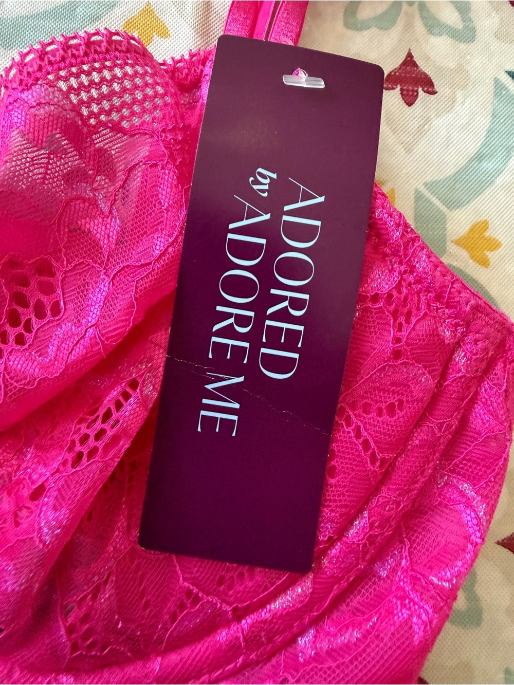 NWT Adored by Adore Me Pink Lace Sheer Underwire Bra 36D - Picture 8 of 8